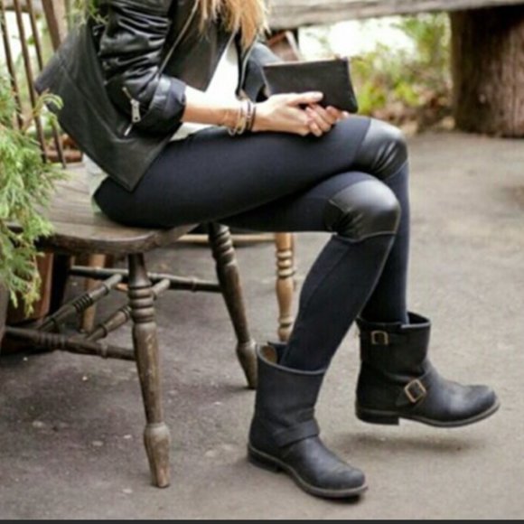 Frye Shoes - Frye Women's Engineer 8R Leather Moto Biker Boots 8.5 Black